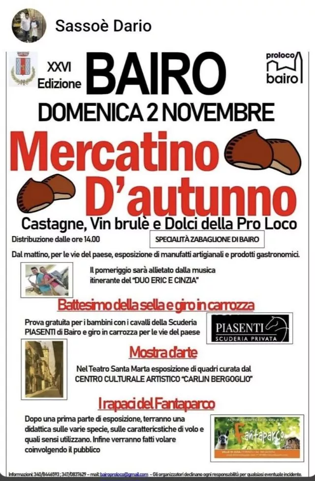 A Bairo, il Mercatino d'Autunno